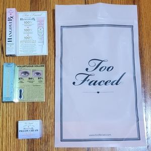 Too Faced Makeup Set in a reusable resealable bag